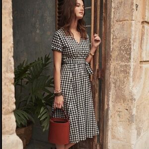 Sezane Marielle Cotton Gingham Wrap Dress
